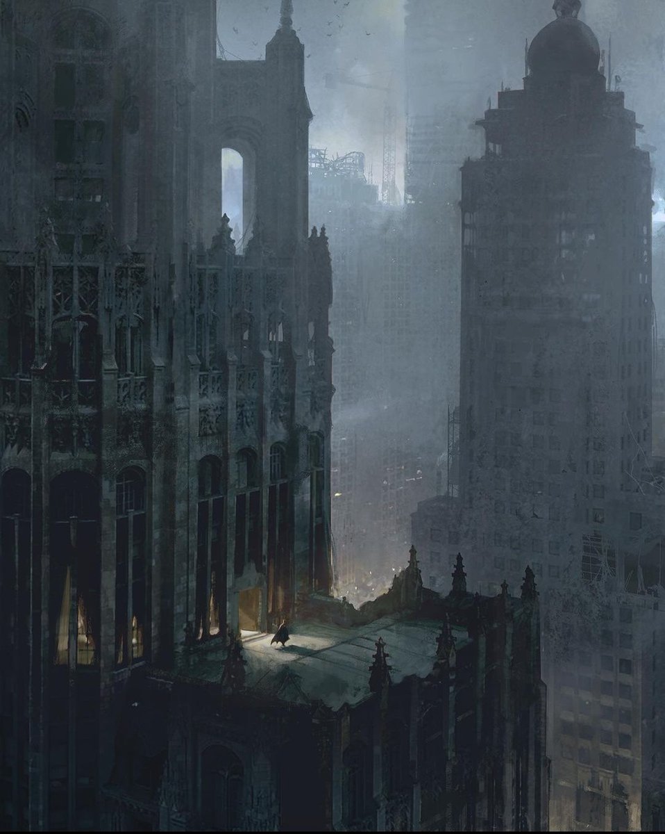 TheBatHome's tweet photo. Early concept art of Wayne Tower in The Batman, by Joe Studzinski. https://t.co/hyfVZ04OGE