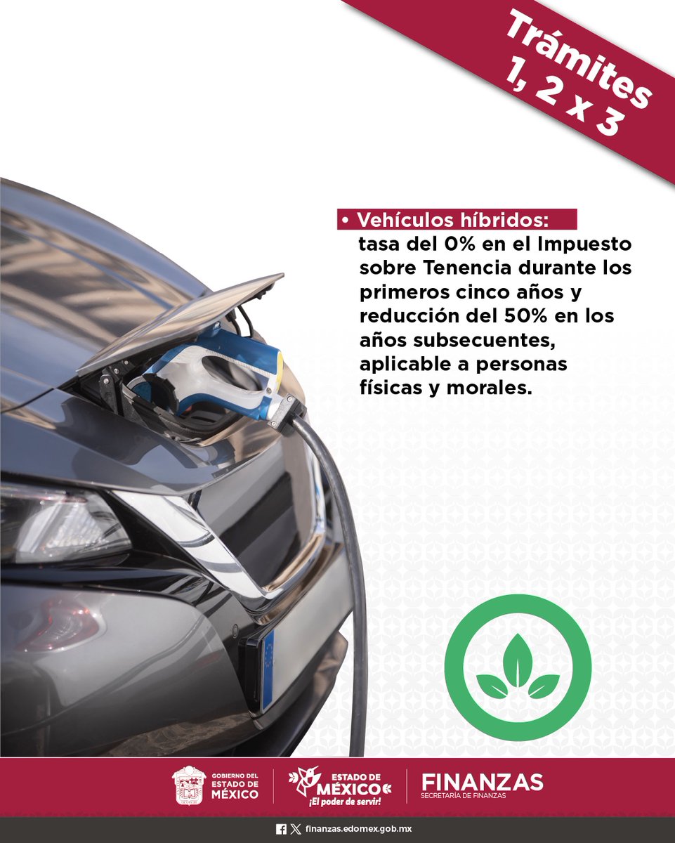 FinanzasEdomex's tweet photo. 👨‍👩‍👧 Aprovecha los beneficios en el #EdoMéx por estrenar vehículo
📆 Da de alta tu unidad dentro de los 15 días posteriores a la factura y accede a beneficios como:

🚗 100% de subsidio en Tenencia (según valor factura).
⚡ Descuentos especiales para vehículos eléctricos e híbridos.
👉🏻 Realiza tu trámite presencial o en línea:
https://t.co/WoaEv2IpnJ
#ElPoderDeServir #PagaMenos