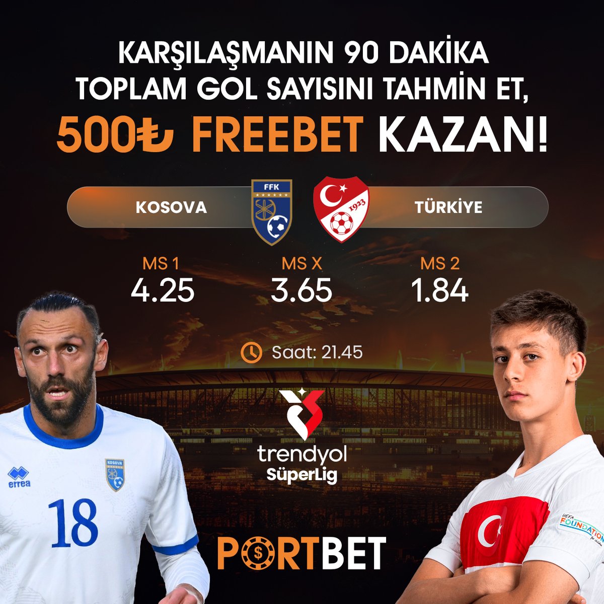 portx26's tweet photo. 🇽🇰🇹🇷 Kosova vs Türkiye Maçının 90 Dakika Toplam Gol Sayısını Bil, 500 TL FREE BET Kazan!

➡️ Katılım İçin: https://t.co/cAKya4KvuM

ℹ️ Son işlemi etkinlik olan üyeler yararlanamaz. 1.30 Çevrim, min&amp;max Free Bet'in 5 katı çekim yapılabilir! 1 ay içinde 500 TL yatırım şartı vardır! https://t.co/PofngT5fgW