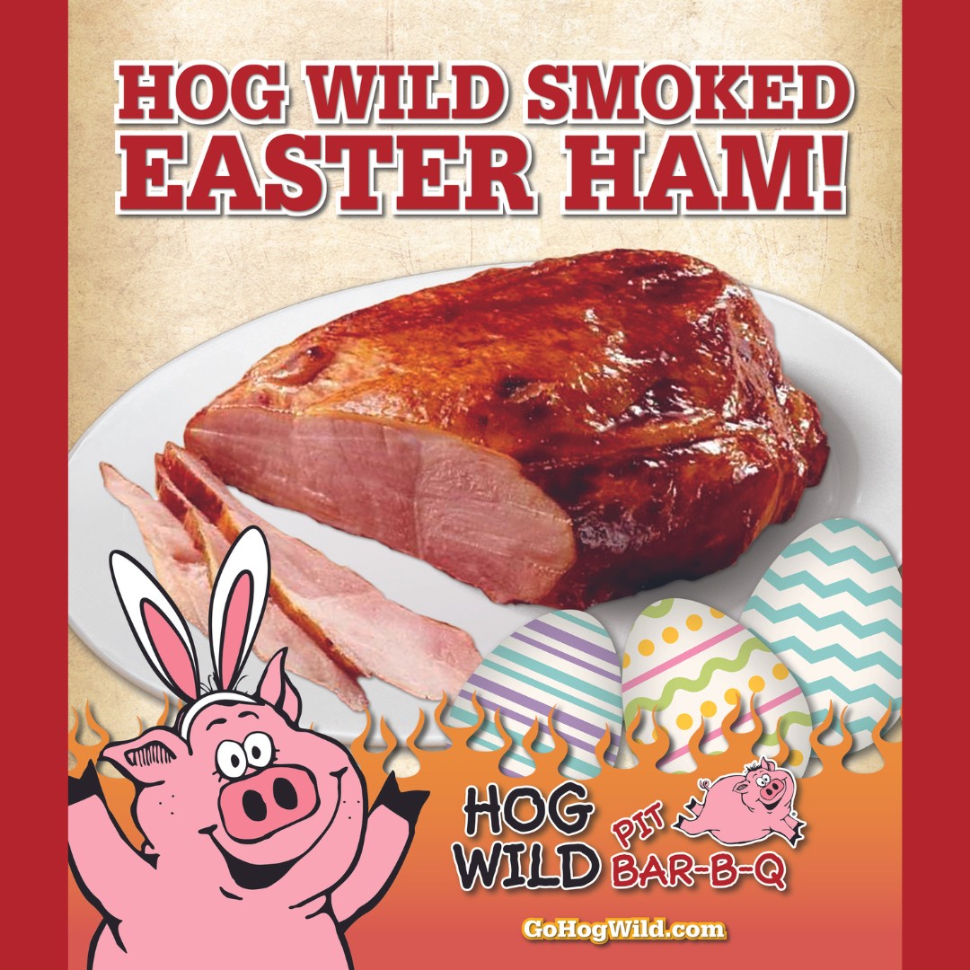 Hop on Home with a Hog Wild Easter Ham! 🐰 Our smoked ham is 100% boneless, approx. 4 lbs and ready to reheat (instructions included).

Quantities are limited - preorder now: orderonline.hogwildpitbbq.com