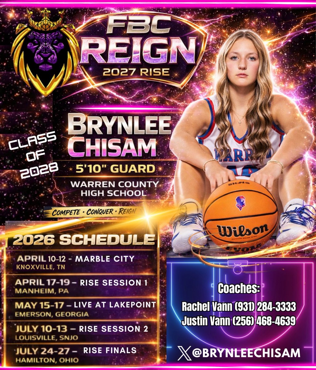 BrynleeChisam's tweet image. Excited to announce my AAU schedule this season! Ready to compete, grow, and put in the work every game. 🏀 
@rfvann24 @CoachVann35 @Fbcreign27rise #AAU #BasketballSeason #GrindTime #StudentAthlete #Hoops #WorkHard #GameReady #OnTheRise #NextLevel