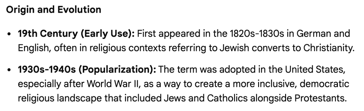 The term "Judeo-Christian" didn't even exist when this nation was founded.

And when the term first appeared, it was used to describe Jewish converts to Christianity.

You have to ask why they are lying to us about this. 🤔
