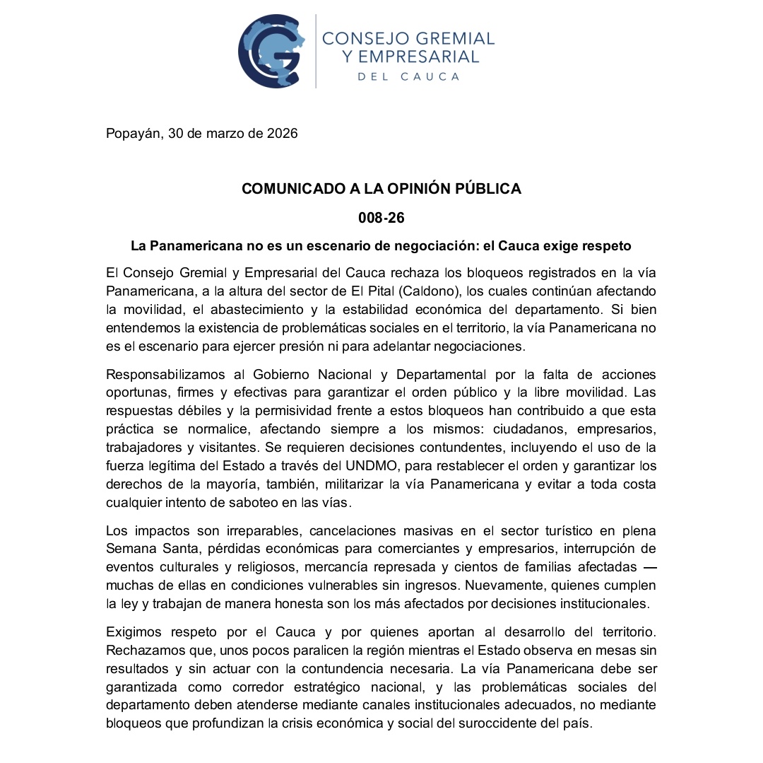 Consejo Gremial y Empresarial del Cauca tweet media