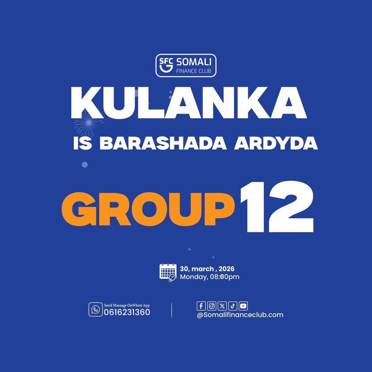 somalisfc's tweet image. Waxa caawa furmay #Group 12 isbarashadii kowaad oo u dhaxaysa ardayda oo qudha. 

#SFC_ACADEMY