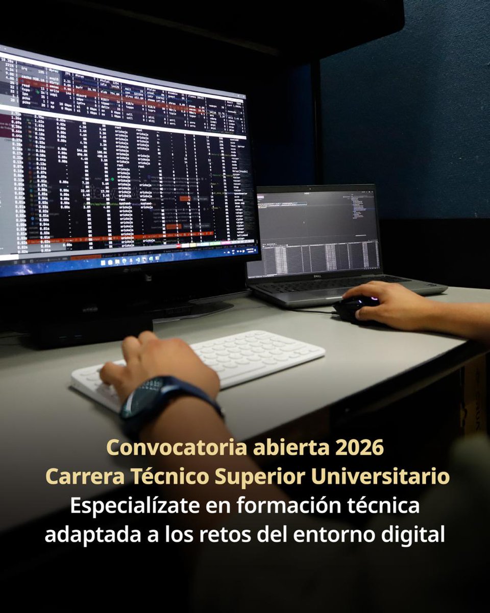 ¡Atención!

<a href="/InfotecMexico/">INFOTEC</a> abre su convocatoria para estudiar una carrera de nivel Técnico Superior Universitario en las siguientes áreas de tecnología:

Servicios en la Nube ☁️
Desarrollo de Software en Código Abierto 💻
Ciberseguridad 🔐
Operación de Centro de Datos 🖥️

Si te