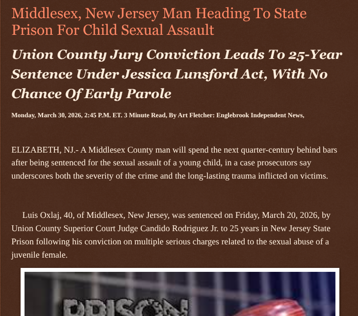 ArtFletcher9's tweet photo. Middlesex, New Jersey Man Heading To State Prison For Child Sexual Assault https://t.co/kNF4zhS4Ti via @Englebrooknews #NewJersey #CrimeNews #UnionCountyNJ #ElizabethNJ #StatePrison #MiddlesexCountyNJ #MiddlesexNJ #Aggravated #sexualassault #youngchild @wireless_step @HRG_Media @LodiNJNews @Fordmb1953 @SarahGeving1 @Shannon96574094 @Daytobehappy @janninereid1 @gator4kb18 @MichelleF_35 @TrumpWasRite2 @KathyKbrose @RobGerundo @JimBobW49