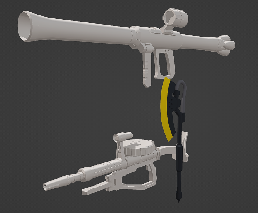 sumo47113's tweet photo. haven't been on in forever but been seeing america and japan post from others, so was thinking to share things from gundam I've been making, hope you like em, plan to get it working in arma one day, 3d print them as well. thanks #ChillYou for letting me focus #b3d #arma #gundam https://t.co/1FMI2nmDDH