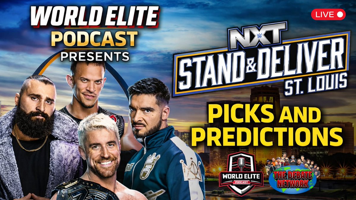 Tune in tonight LIVE! on the <a href="/WorldElitePod/">World Elite Podcast</a> YouTube channel at 7:00pm EST as The Crew (<a href="/_AceOfElite/">DYLAN</a> <a href="/jordan_j2000/">Jordan Johnson</a> <a href="/b_arceneaux_/">Blaine Arceneaux</a> <a href="/Gary_Fontenot04/">Gary Fontenot</a>) welcome <a href="/EliRobertMyers1/">Eli Robert Myers</a> back to the channel to give their predictions for this Saturday's #WWENXT #StandAndDeliver discuss everything