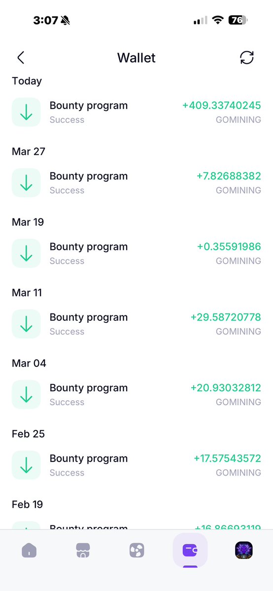 MARIUS_5000's tweet image. Previous epoch #5 I made 115 GMT paid in October 17, 2025 —- this last one that just ended epoch #6 did 409 GMT, not bad for sharing my journey with @gomining #GoMining