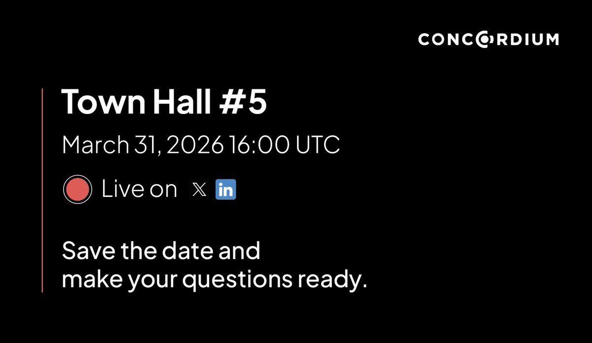 cryptign's tweet photo. The "crypto hype" cycle is exhausting, but the "blockchain utility" era is just getting started. If you want to see where the actual building is happening, you need to be in this room.

Most ecosystem updates are just recycled roadmaps. @Concordium Town Hall #5 is different.

With the recent Protocol 10 upgrade laying the groundwork for frictionless PayFi, the momentum is shifting. This Town Hall is your chance to go beyond the whitepapers and see how the identity-layer is actually onboarding real-world enterprises.

Why you should clear your calendar:

The Alpha: Be the first to hear what’s coming after Protocol 10. We’re talking ecosystem expansion and the next phase of the PayFi stack.

Direct Access: This isn't a one-way broadcast. Get direct insights from the Concordium leadership and the partners building on the ground.

Real Use Cases: No "soon," no "maybe." See the live integrations and stablecoin developments that are moving the needle for regulated finance right now.

The difference between a "project" and a "financial infrastructure" is the strategy behind it. Come see the blueprint for 2026.

📅 Mark your calendars: https://t.co/BpvFXcdPuf

Don’t just watch the headlines—be part of the conversation. See you there! $CCD