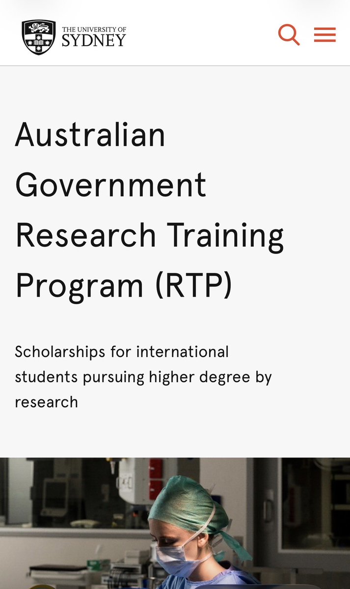 🚨منح ممولة في أستراليا لبرامج الماجستير  والدكتوراه 

تقدّم University of Sydney منحًا حقيقية للطلاب الدوليين عبر برنامج
Research Training Program (RTP)

تشمل:
•رسوم دراسية كاملة
•راتب شهري
•تأمين صحي
•بدل انتقال

المنحة مخصصة لبرامج الماجستير البحثي والدكتوراه وتُمنح بناءً