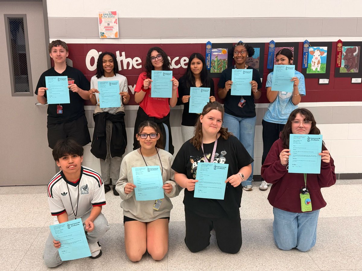 TMS_Orchestra's tweet photo. We are SO PROUD of these upper level students for performing at Solo &amp; Ensemble Contest and receiving a ONE from the judges! That means they received a superior rating for performing their solo flawlessly AND from memory! 

Congratulations!!
@HumbleISD_TMS https://t.co/1lbHl6D29p