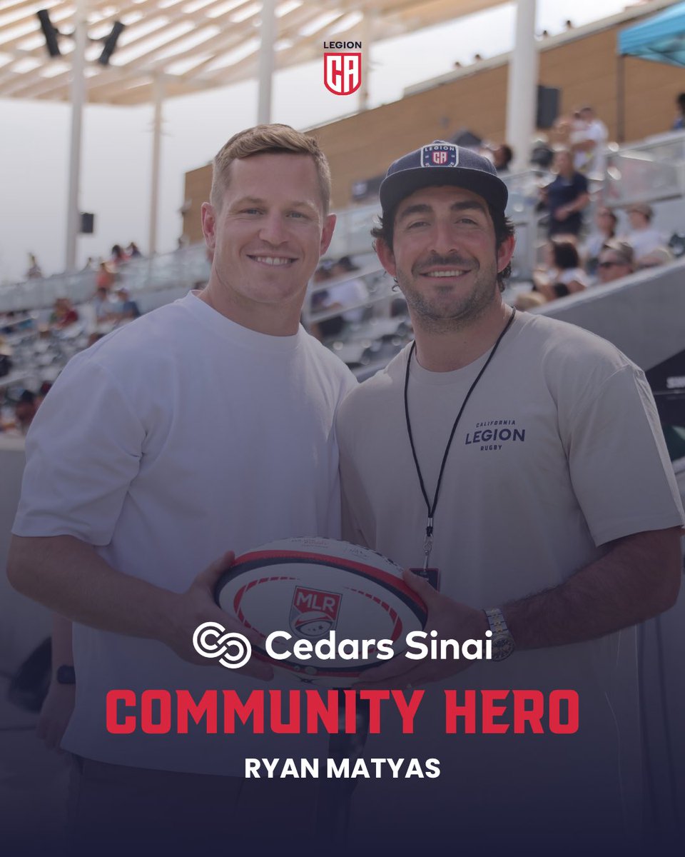 CalLegion's tweet photo. Honoring @usmlr favorite Ryan Matyas as our Community Hero, presented by @CedarsSinai!

San Diego Legion original and @usarugby Eagle (#486). 59 MLR caps. Two Finals.

Now mentoring the next generation through the collegiate system.

Thank you!

#WeAreLegion #CaliforniaRugby https://t.co/vb3PF0437I