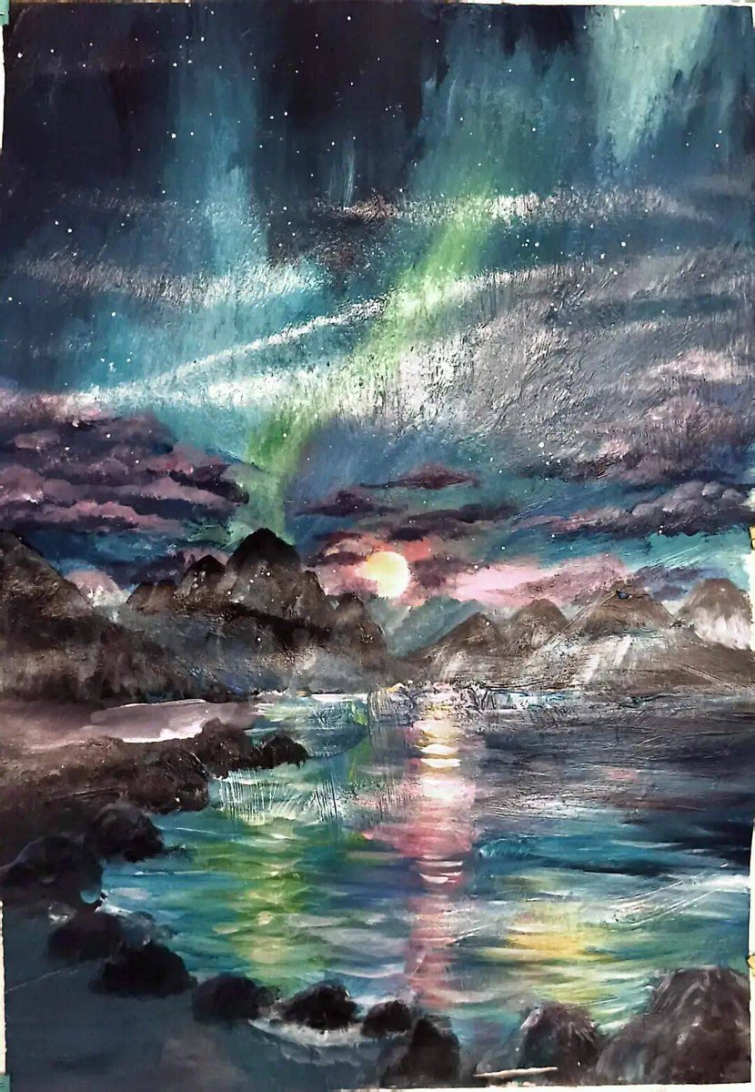 cocoetb's tweet photo. "Lost in brushstrokes—this exhibit blends watercolor softness with bold ink lines. Every canvas whispers stories. Step closer, let art wrap around you." https://t.co/MAbzT7QSnN