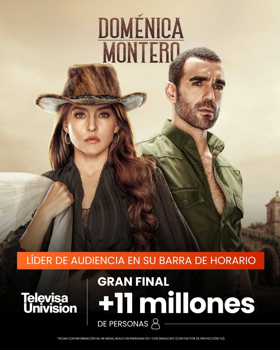 ¡Cifras que hablan por sí solas! 📈 💥

Con una audiencia que superó los 11 millones de televidentes, el capítulo final de #DoménicaMontero barrió en su horario. Un cierre espectacular para una historia que se quedó en el corazón del público. 💎 🙌

#TUPrensa