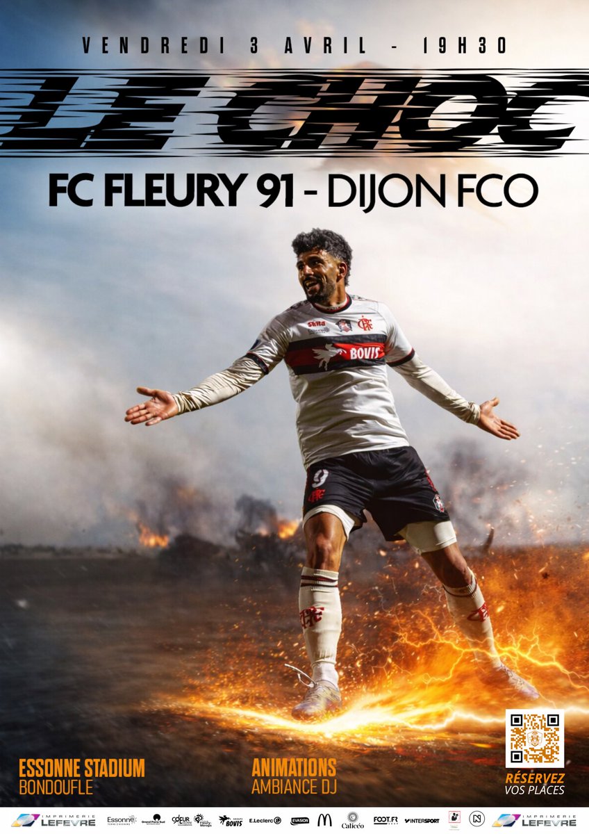 FCFleury91's tweet photo. 💥 Le CHOOOOOC face au leader, Dijon !

Ce moment est à vivre tous ensemble à l’Essonne Stadium de Bondoufle, ce vendredi à 19h30. 

🎟️ Tarifs web before : https://t.co/HjAX4xnhSI

Tous au Stade 🔴⚫️ https://t.co/fOvwbyXdyL