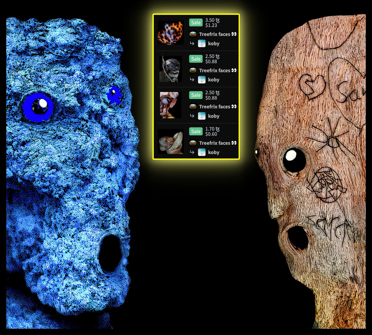 Treefrix's tweet image. Oh yeah, it's time for these faces again thanks to @juergkobel 😮😮

Thanks a lot my creative friend, you made my day over the weekend 💯🔥🔥

Our set of #Shellfrix is happy to be in a new home 🐚🏠

Please support Jürg (koby) as well my fam✨💚

#shells #tezoscollector #nature