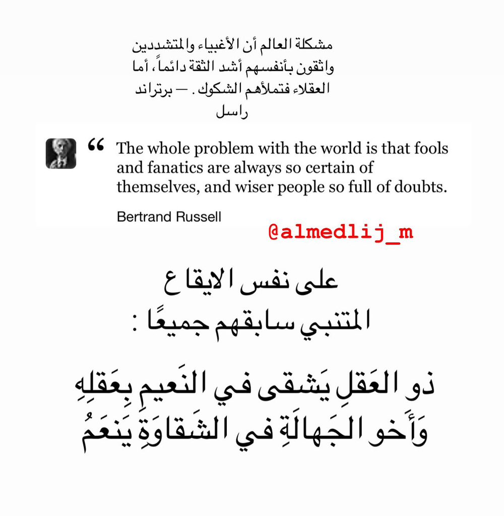 بين المتنبي وبرتراند راسل
( لا يوجد لغة تضاهي العربية في الوصف )