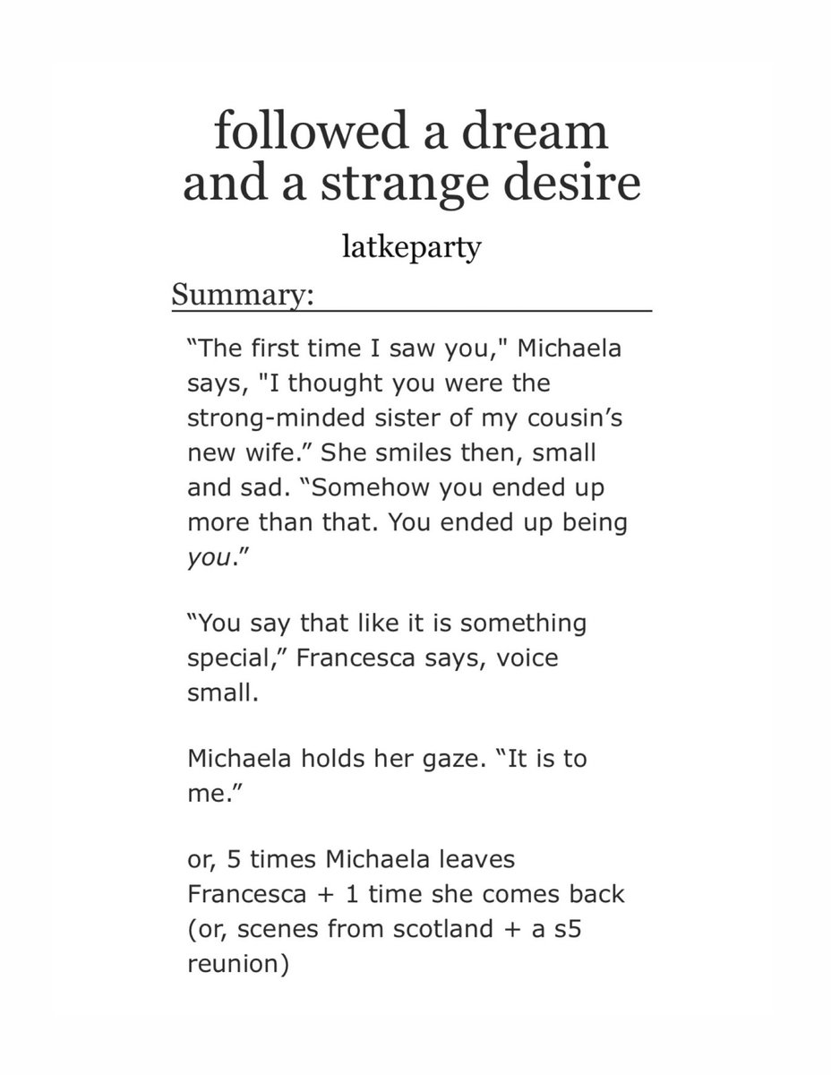 hello #franchaela nation here’s 50k words of scenes from scotland + my take on s5

archiveofourown.org/works/82145556