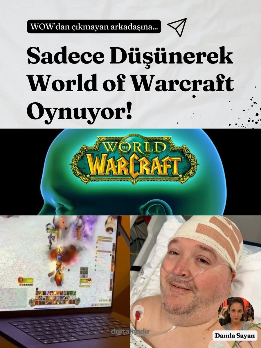 Neuralink’ten büyük adım: Felçli hasta, sadece düşünerek World of Warcraft oynadı! 8 saat boyunca ellerini hiç kullanmadan karakter kontrol etti 🤯🎮 #Neuralink #WorldOfWarcraft #Dijitaliyidir