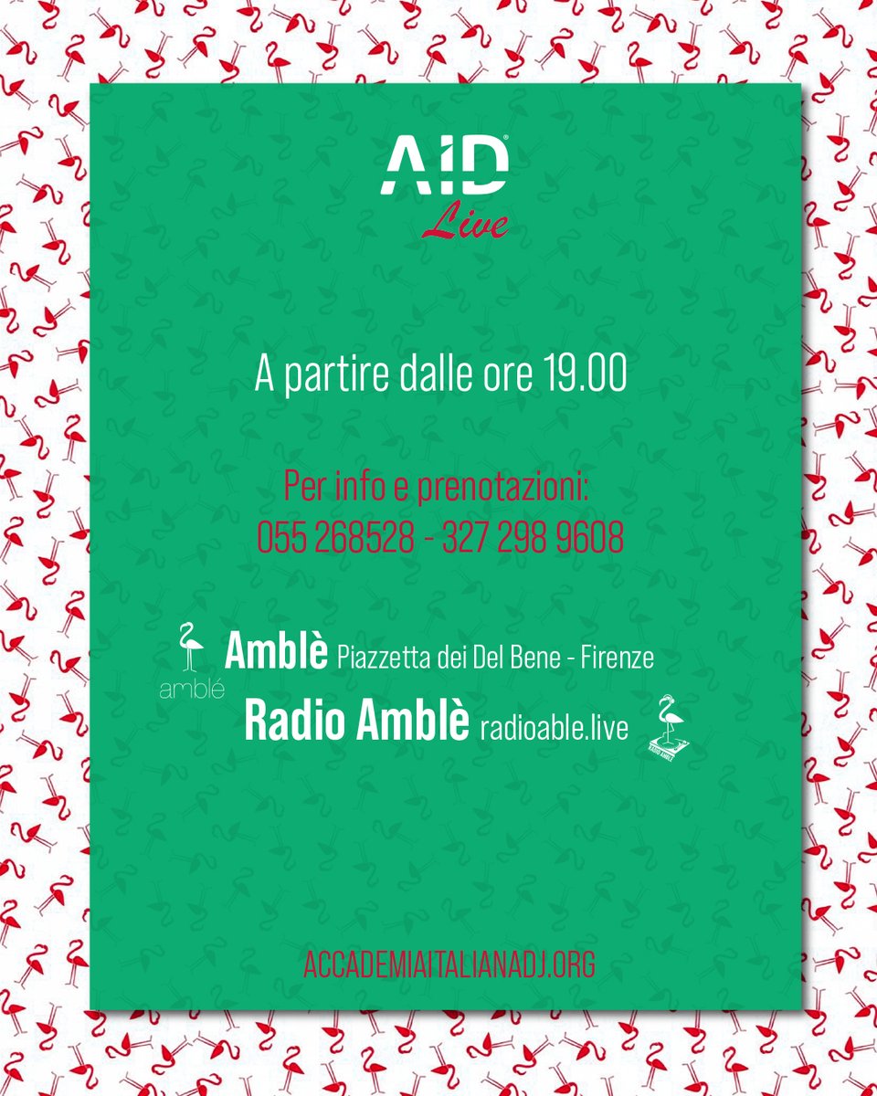 AccademiaDJ's tweet photo. AID #Live
by Accademia Italiana DJ

@ Radio Amble
Mercoledì 01/apr/2026

Il talento degli studenti @accademiaitalianadj nella nuova super quinta puntata di AID Live!
Tutto in diretta, tutto per te!!!

@djkressi
(AID Ibiza)
+
@galezgarcia
(AID Bologna)

https://t.co/TyWCc7hogR https://t.co/PHaf3d1FOF