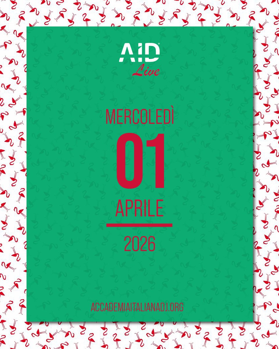 AccademiaDJ's tweet photo. AID #Live
by Accademia Italiana DJ

@ Radio Amble
Mercoledì 01/apr/2026

Il talento degli studenti @accademiaitalianadj nella nuova super quinta puntata di AID Live!
Tutto in diretta, tutto per te!!!

@djkressi
(AID Ibiza)
+
@galezgarcia
(AID Bologna)

https://t.co/TyWCc7hogR https://t.co/PHaf3d1FOF