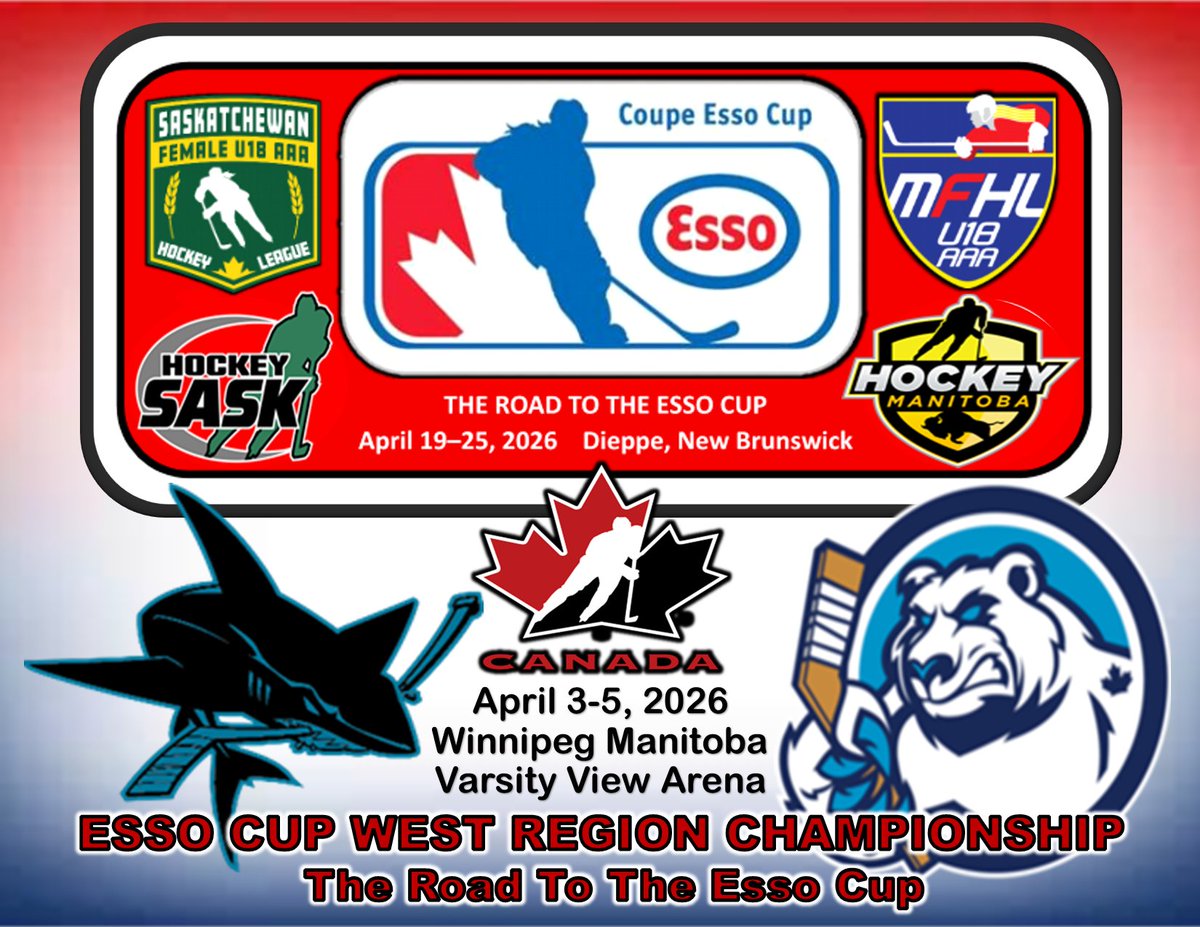 MFHLU18AAA's tweet photo. Esso Cup West Region Championship - @WinnipegIceAAA host Battlefords Sharks in best of 3 series for spot in the @HockeyCanada Esso Cup U18 National Championships. 
@hockeymanitoba @hockeysask @SaskFemaleAAA @GShowPodcast @GameOnHockey @darryl_gershman @IceWaveMediaMB https://t.co/bKb70BEqmA