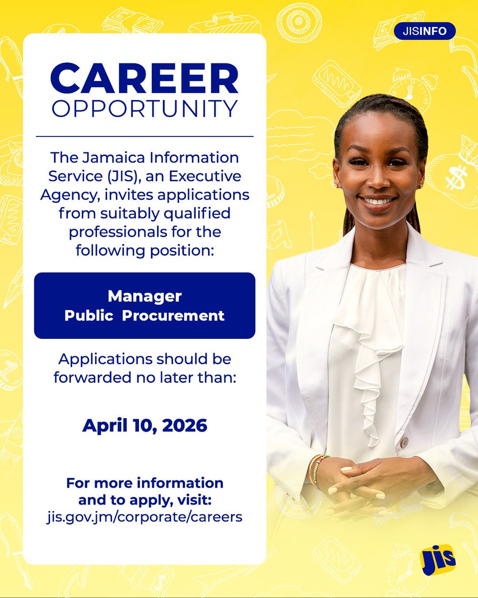 JISNews's tweet image. Want to join Team JIS? 

We're accepting applications for the position of Manager – Public Procurement.

Application deadline: April 10, 2025

Send your application and résumé online. 

👉 Get more details and apply through jis.gov.jm/corporate/care….

#JISCareers #NowHiring