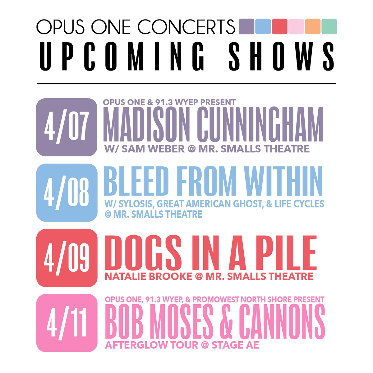 opusoneprod's tweet photo. @BleedFromWithin @Sylosis @GAGBOSTON @lifecyclestx @dogsinapileband @Stage_AE @Bobmosesmusic @cannonstheband #upcomingshows #livemusic #music #concerts #opusonepgh #pittsburgh #pghconcerts #touringartist #mrsmallstheatre #mrsmalls #metal #bleedfromwithin #sylosis #greatamericanghost #lifecycles #psychedelicfunk #dogsinapile #natalie https://t.co/uFb7hXet1p