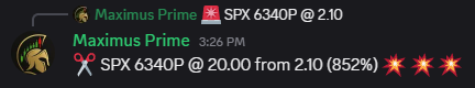 freetrades4u's tweet photo. Hope everyone is having a 💥 MONSTER DAY 💥 

$SPX 6340P 💰>9X or 852% 🔥

Perfect read. Flawless timing. Payout delivered. 🚀
This is how precision turns into power. ⚡

⚔️ Ruthless consistency = unstoppable results.

$AAPL $AMZN $AMD $AVGO $META $NVDA $NFLX $TSLA $SPY $QQQ https://t.co/maJCd3ru63