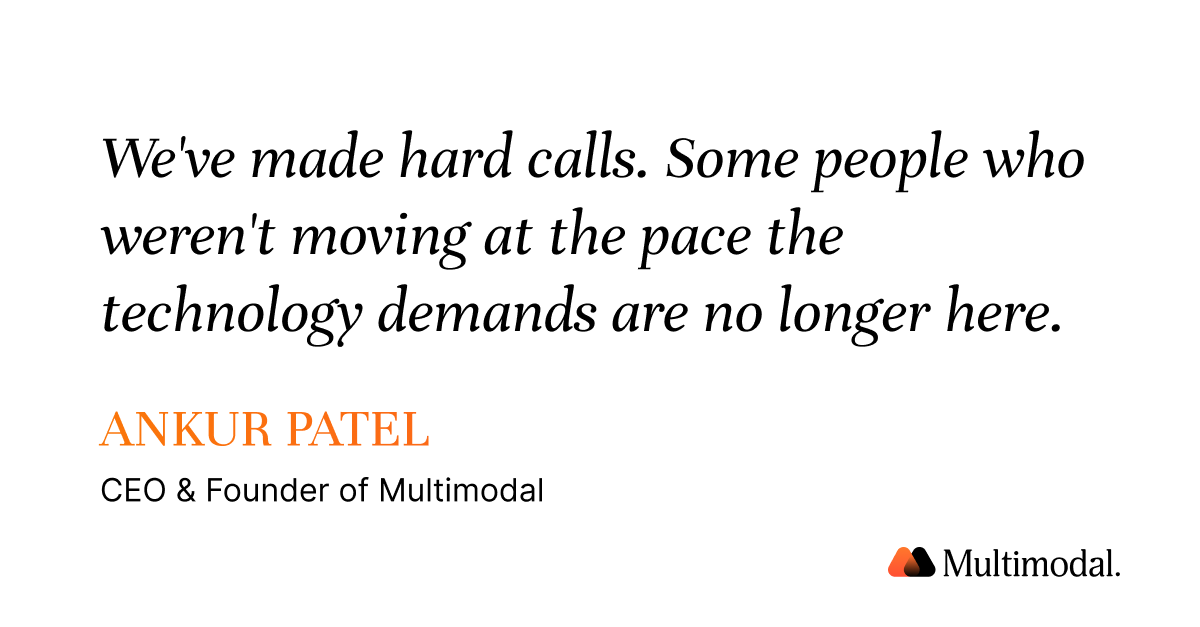 MultimodalAI's tweet photo. We've been building AI for financial institutions for three years, and getting our own organization to adopt it has still been one of the harder problems.

We say that not as a confession. We say it because we think it's the most honest and useful thing we can tell anyone who's trying to drive AI adoption inside their own company right now.

Two years ago, the bar was: is your team using ChatGPT? Fine. Adoption was uneven but the stakes were lower. Maybe some people were using it well, some weren't. It didn't break you.

Today the bar is completely different.

Agentic AI - coding agents, workflow automation, AI-assisted go-to-market isn't a productivity tool you opt into. It's an organizational capability you either have or you don't. And the gap between teams that have it and teams that don't compounds every quarter.

At Multimodal, that's meant being very deliberate about who the champions are, who the stewards are, and who the laggards are and being honest about what to do when someone isn't adapting fast enough.

We've made hard calls. Some people who weren't moving at the pace the technology demands are no longer here.

That's not a comfortable thing to say. But we think it's the right frame.
The job of a leader right now isn't just strategy or product vision. It's getting every level of the organization to actually use the tooling — in the most optimal way — before your competitors do.

The pace of adoption inside your organization is a competitive variable. Most leaders haven't started treating it that way yet.

#AI #Leadership #AgenticAI #Startups #FintechNews