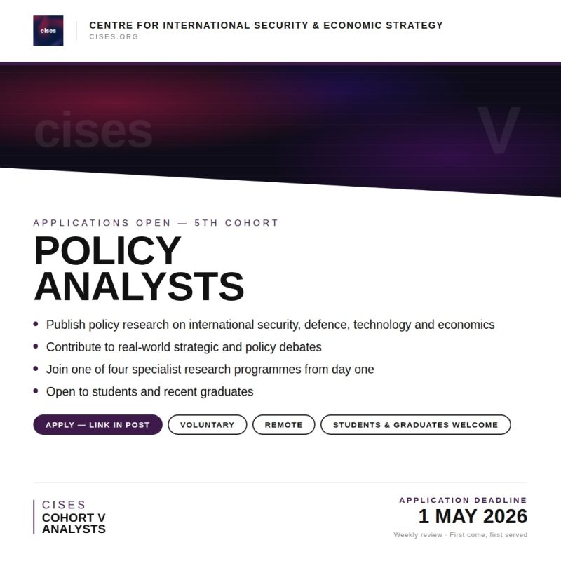 🚀 Policy Analyst Opportunity (Remote) 🌍
✨ Benefits: Published work | Mentorship | Promotion | Flexibility | LinkedIn recommendation
 📅 1st May, 2026
🔗 wp.me/p23f03-kha
💡 Pro Tip: Submit a strong research idea or writing sample!
#PolicyAnalyst #GlobalOpportunities