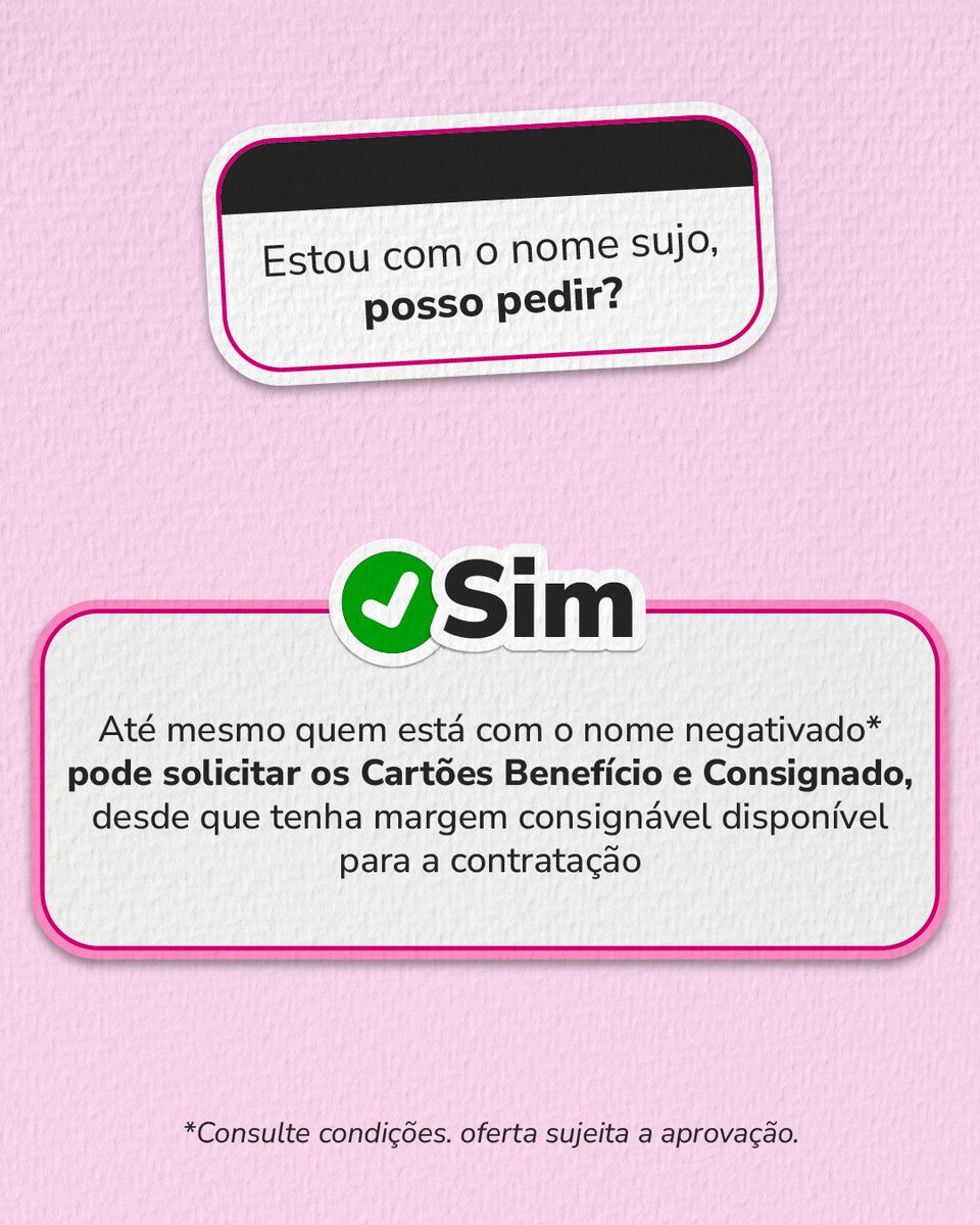 meutudoapp's tweet image. Pensando em pedir os Cartões Benefício ou Consignado meutudo? 💳

Respondemos as principais dúvidas: dá pra pedir com nome negativado, como funciona a fatura e as diferenças entre eles 👀

Arraste e confira! 👉Cadastre-se no app e solicite já: meutudo.link/zOpdB

#meutudoapp