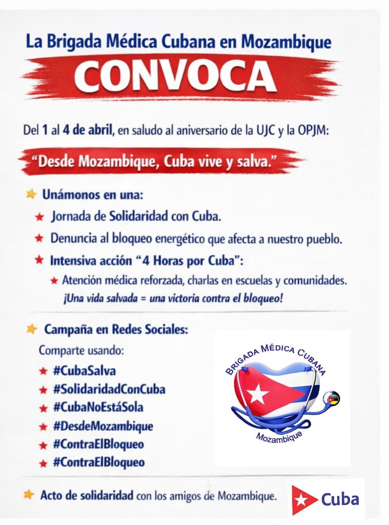 <a href="/BMCMz_Nampula/">Brigada Médica Cubana de Nampula, Mozambique.</a> covoca