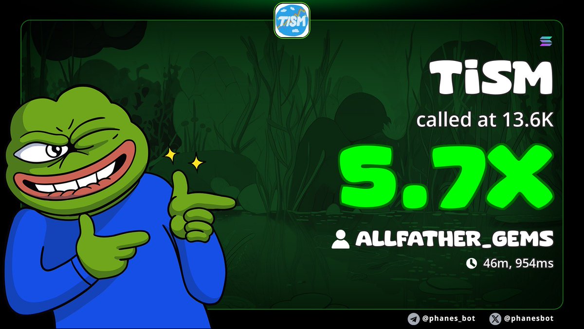 5x up from my call on $TISM

HM6n6eqgCBNKFUSPhd1QgLmdmtd6oDbqwXY4ewTBpump