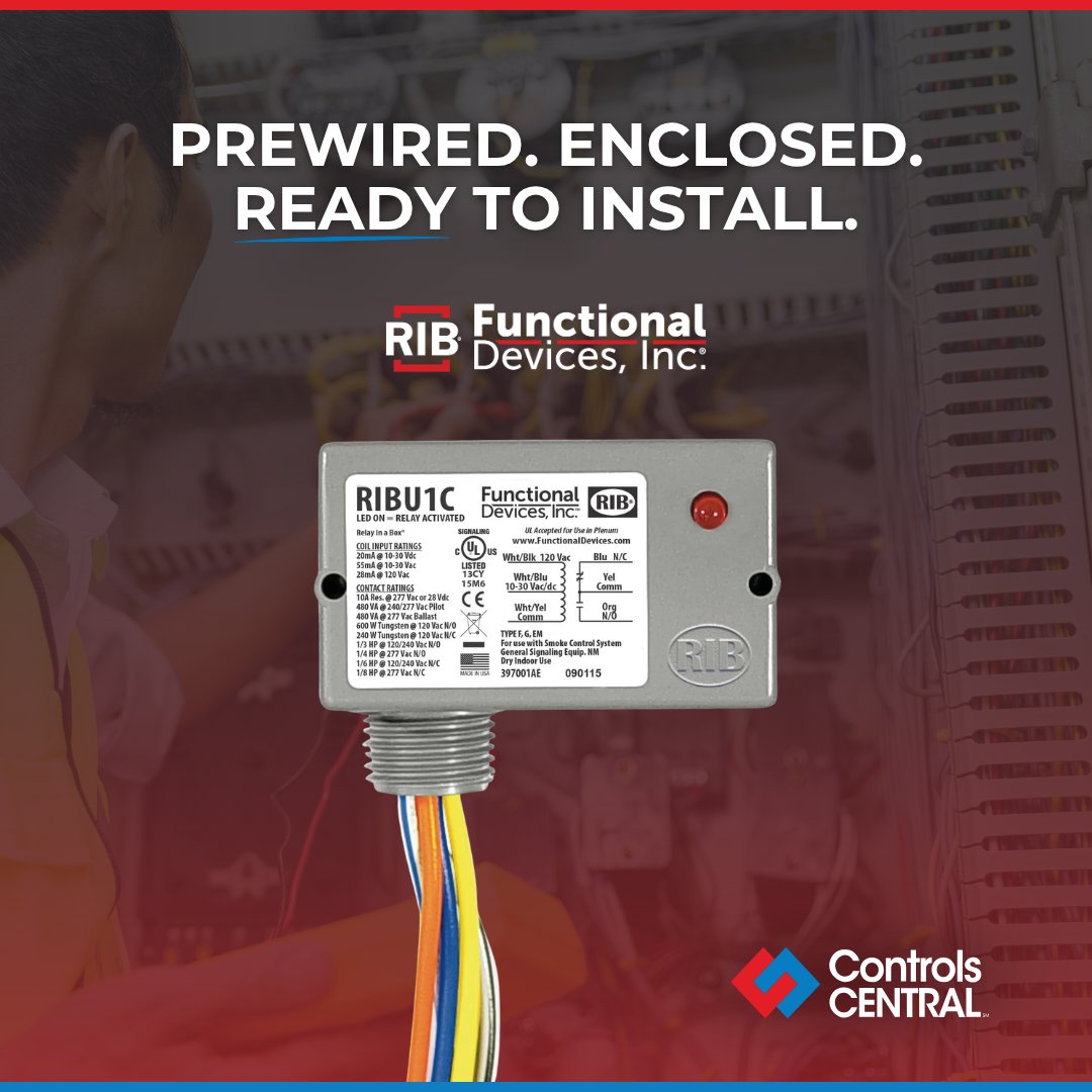 ControlsCentral's tweet photo. Small install delays add up—that’s why contractors trust RIB® relays from Functional Devices.

RIB® relays simplify your installs so you can move on. 

▶ Shop RIB® relays now at Controls Central: https://t.co/3upo1UNYub https://t.co/KVoBKGoj5c