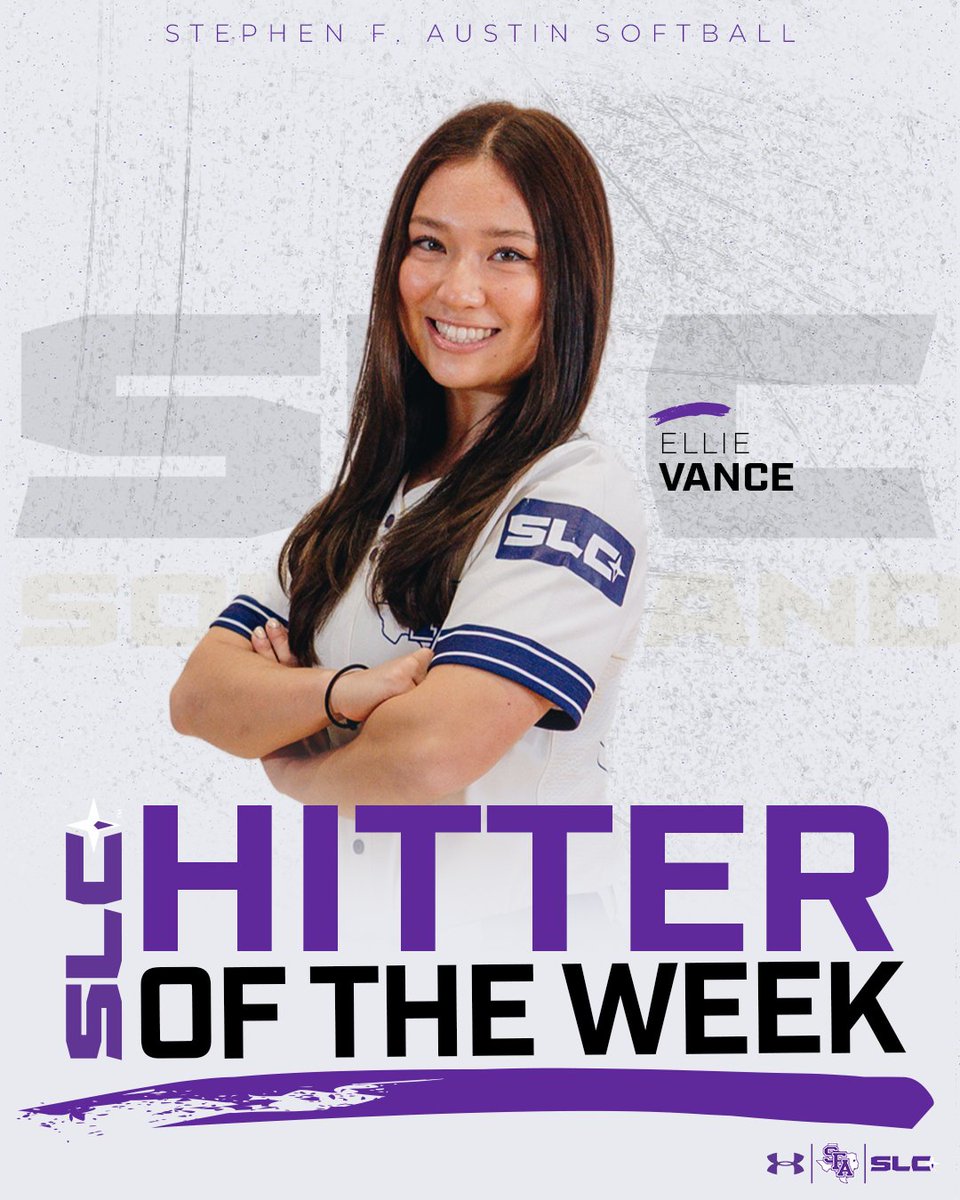 sfa_softball's tweet photo. Star power activated ⭐️

Congrats, Ellie Vance for earning Southland Conference Hitter of the Week for the second time!

#AxeEm https://t.co/vmJEze7auS
