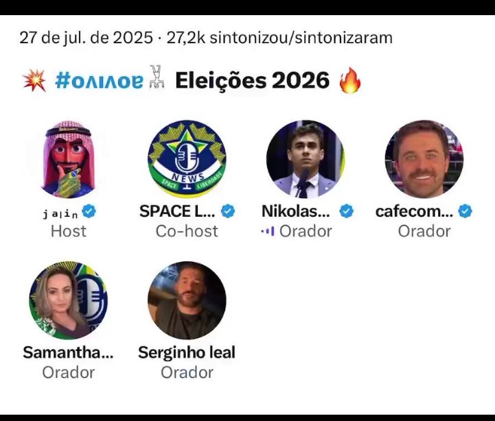<a href="/kimpaim/">Kim D. Paim</a> Kim, atenção aqui: Eu venho falandonosso há algum tempo. Três participações no Spaces que eles abrem semanalmente me chamaram atenção. Ferri com o Trader T, Chiquini passando informações breaking news ao sair da sessão no STF e o Nikolas aos risos (sem comentar) quando eles