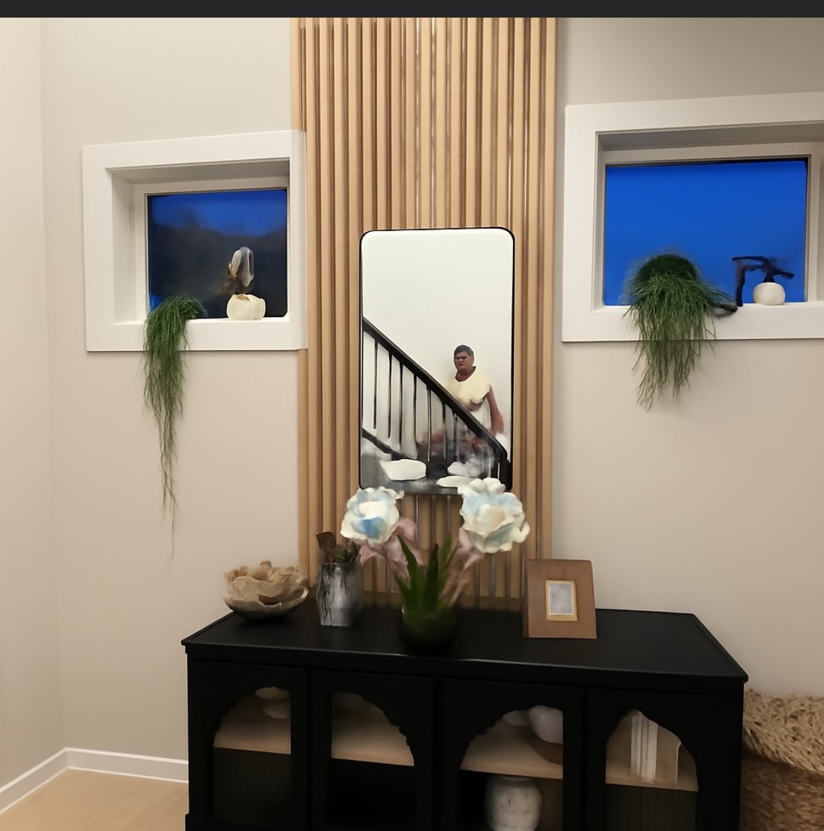 JReedTheSteed's tweet photo. I asked AI to show me what a slat accent wall would look like and it turned me into Tuco Salamanca from Breaking Bad https://t.co/R89PUJF76f