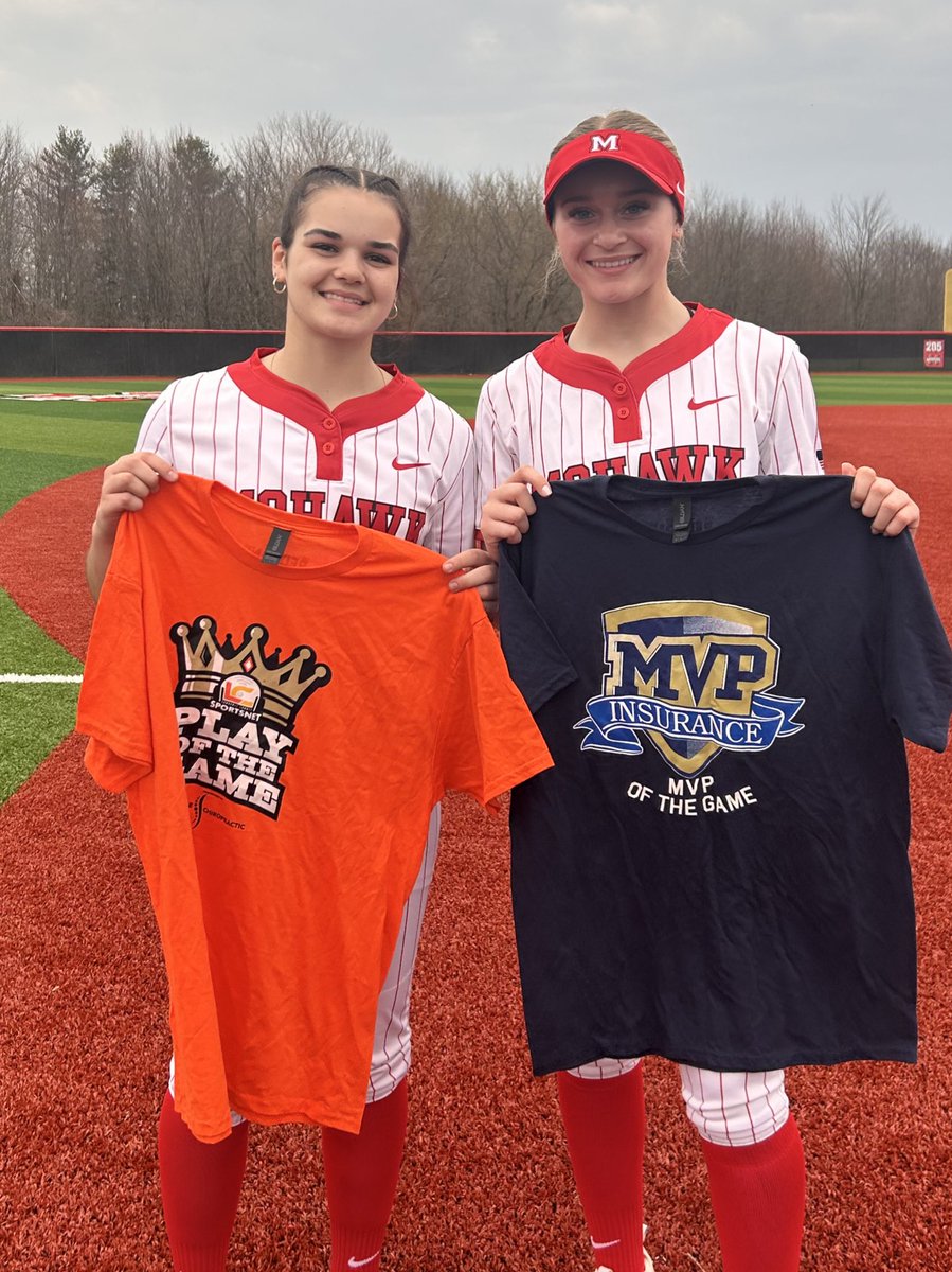 LCSportsNet's tweet photo. Nine-hitter Kaitlyn Hare @KaitlynHare00 went 2-for-3 with a pair of runs scored to earn MVP of the Game today. Abby Donofrio (@abbydonofrio29) game-ending double play earned our Play of the Game for @Softball_Mohawk https://t.co/Ubg95HM2ky