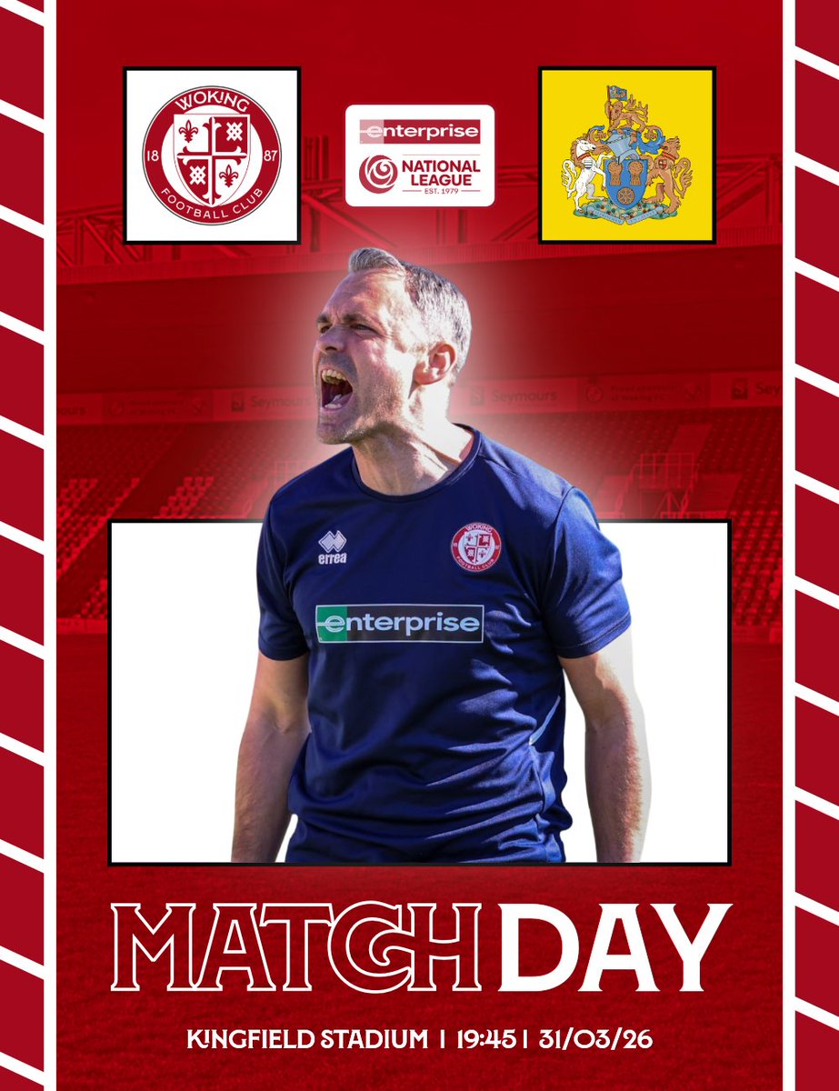 WokingFCUpdates's tweet photo. ❤️ MATCHDAY 🤍

One final outing for Craig &amp; Co... 💫

🃏 #wokingfc | #COYC ♦️ https://t.co/KztAntX3lt