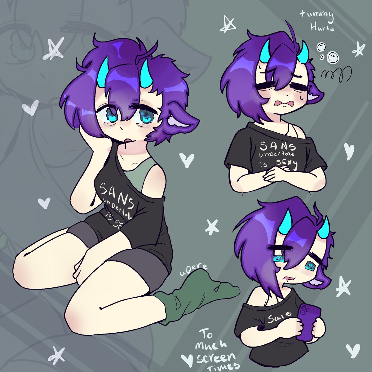 Lilundere's tweet photo. I am a Girl failure. I just drew my irl details, I have this hair and I love just wearing a baggy t and shorts. https://t.co/v3FDpTZErc