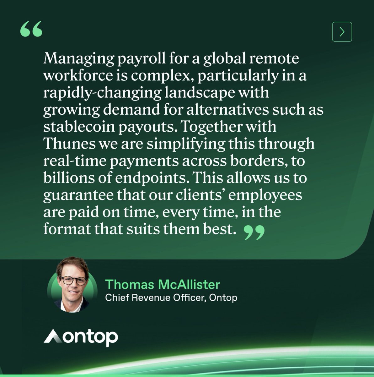 ontop_hq's tweet photo. As the way we work changes, paying freelancers, gig workers and remote teams across borders is becoming a core business need. With @ThunesPayments ' direct-to-workforce solution, businesses can now deliver compensation instantly, whenever and wherever it’s needed: real-time payouts to 12 billion bank accounts, mobile wallets and stablecoin wallets across 140 countries.