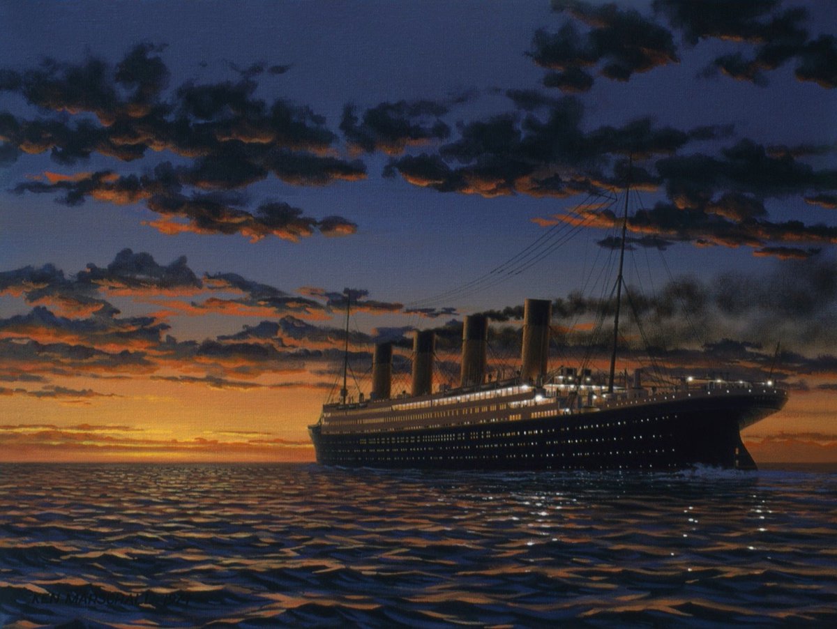 MeriaRmsTitanic's tweet image. 3rd April 1912, #Titanic continued her delivery trip to Southampton (± 570 miles). She had left #Belfast, the day before, after her sea trials. In a few hours, she will arrive at her port, which she will leave in 1 week for her Maiden Voyage to New York.
📸 2: Ken Marschall