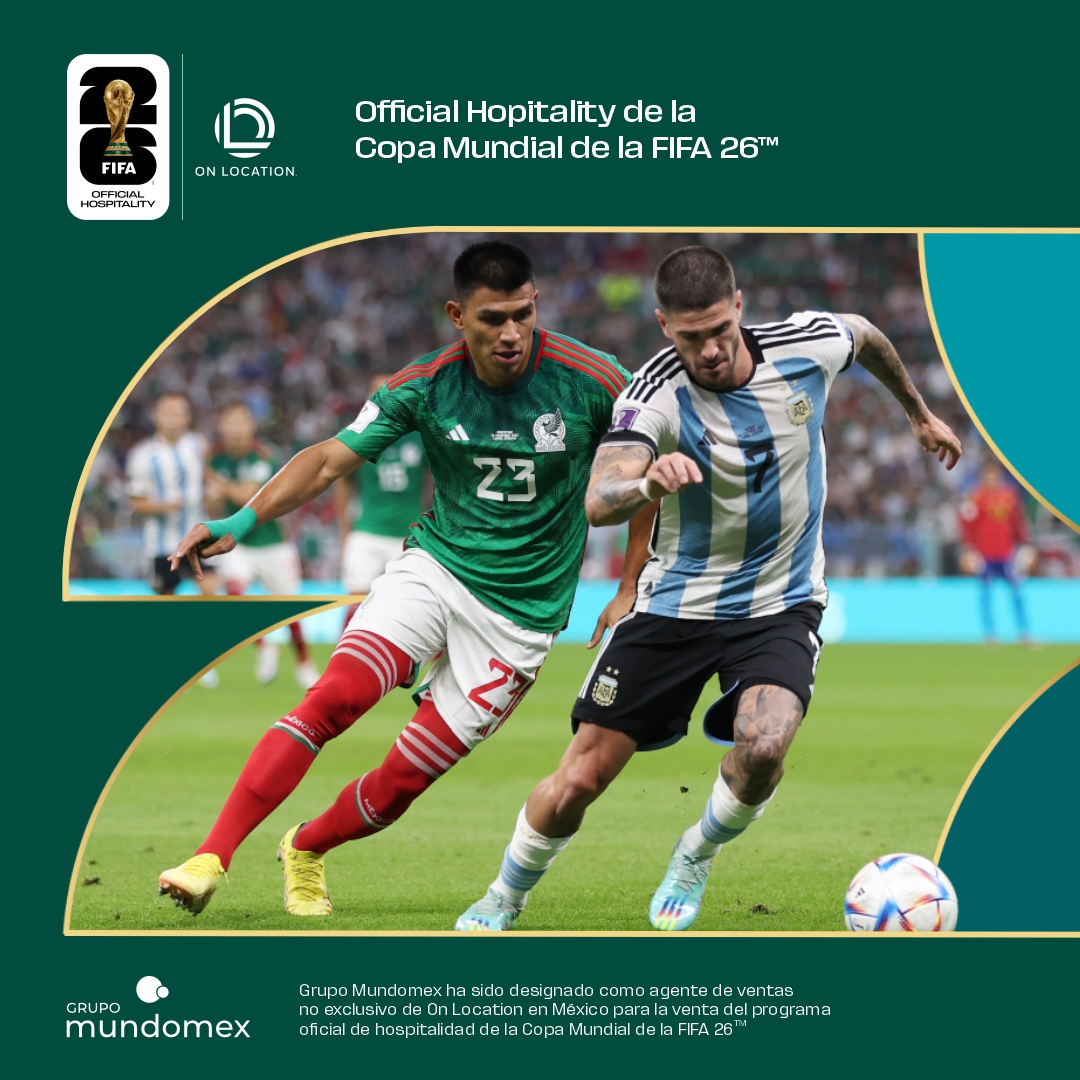 Official Hospitality de la Copa Mundial de la FIFA 26™
El mayor escenario del deporte está listo.
Entradas garantizadas, asientos premium, gastronomía y entretenimiento.
Asegura hoy mismo tu lugar.
Más información: hospitality2026@mundomex.com.mx
#FIFAWorldCup  #WeAre26 #Somos26