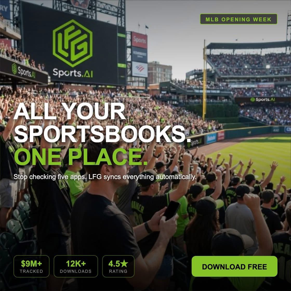 MLB is back. NBA is heating up. NHL is pushing for the playoffs.

That is three sports, three apps, and zero visibility on where you actually stand.

LFG Sports AI puts every sportsbook you use into one dashboard. Bets, balances, and results, automatically tracked, no manual