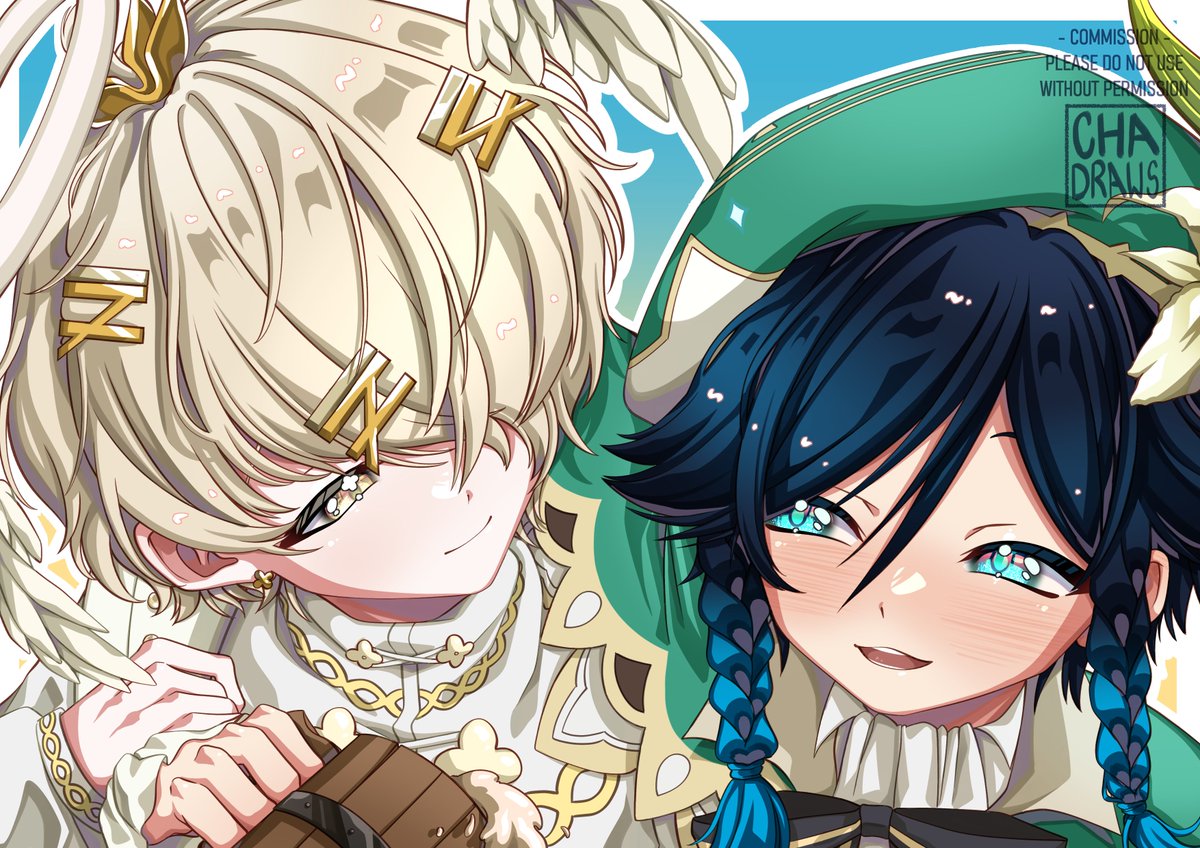 ChaDraws_Art's tweet photo. I have finished my commission for @tyEmiko_ !! Thank you so much for commissioning me again ! x3 THERE IS VENTI GUYS !!

Also a sneak peak in my illustration commission process ! I do 2~4 thumbnails with the info the commissioner gives me, then the chose between the 2~4 ! If you're someone that commissioned me already in the past, you can ask for more thumbnails !

Then I just start the illustration using the thumbnail, and come back with regular updates (1~3 days) ! 

That's pretty much it :3
