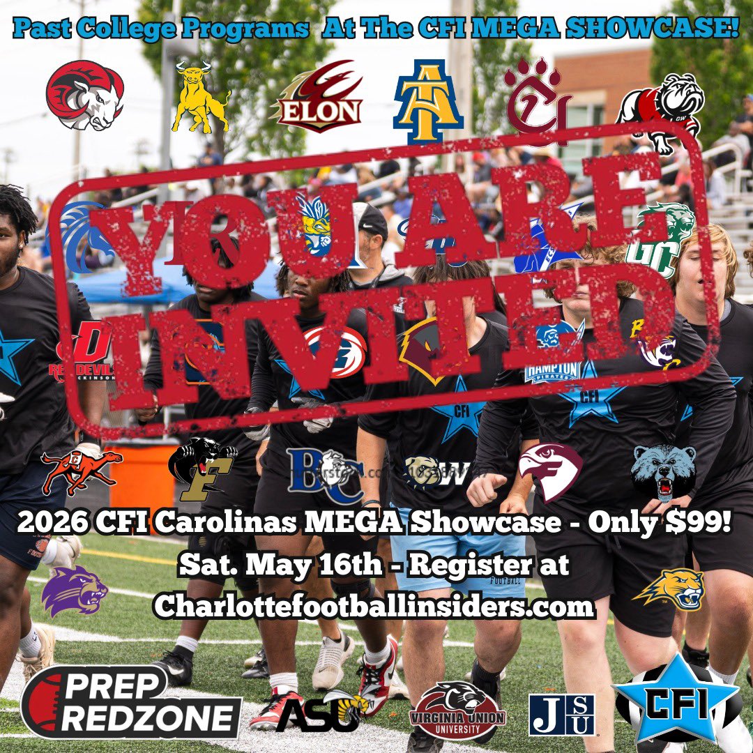 Thank you <a href="/CFIShowcases/">CFI Showcase Camps</a> and <a href="/pepman704/">Matt Morrow</a> for the invite!! Can’t wait to go out and showcase my skills!
<a href="/TheCoachLj/">Donald Littlejohn CIC, AIC</a> <a href="/CoachShy_24/">Shomari Miller</a> <a href="/CoachJustin704/">Coach_Justin</a> <a href="/butlerbulldogs/">Butler Bulldogs Football</a>