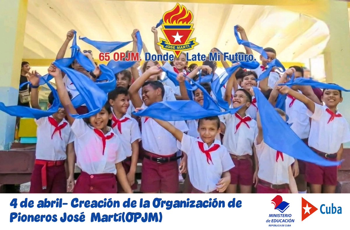 🇨🇺 #CubaMined celebrará #ConFidelEnCadaAula el #65Aniversario de la Organización de Pioneros José Martí.
¡¡Feliz #4DeAbril !!