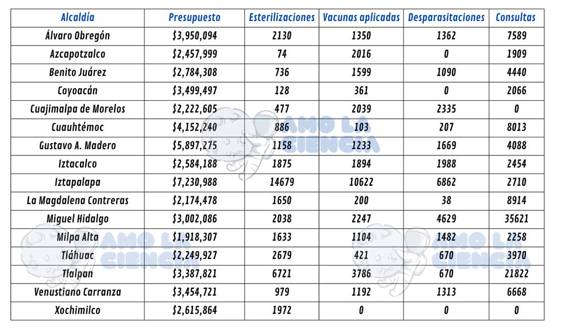 YoAmoaLaCiencia's tweet photo. Esterilizaciones a la baja en 2025: alcaldías reducen el principal control animal

En 2025, las esterilizaciones en la mayoría de las alcaldías de la CDMX muestran una reducción comparadas con el año anterior.

En Iztapalapa, en 2024 se reportaron 18,000 esterilizaciones, para 2025, la cifra va a la baja 14679, en la alcaldía con más presupuesto y la más poblada de la ciudad, donde el abandono animal sigue siendo un problema constante.

En Xochimilco, se pasó de 2,471 esterilizaciones en 2024 a 1,972 en tan solo un año. 

A pesar de que es el único servicio de bienestar animal que reporta la alcaldía, lo que limita aún más el alcance de atención.

El caso más crítico es Azcapotzalco que pasó de  2,911 esterilizaciones en 2024, a que en 2025 reportó únicamente 74 en todo el año. 

Prácticamente desaparece el servicio.

Lo que significa que se dejó sin atender el único mecanismo que evita que la población de perros y gatos en calle siga creciendo.

Si en 2024 se realizaron miles de esterilizaciones, ¿qué cambió en 2025? 

Etiqueta a tu alcaldesa o alcalde y pregunta: ¿cuánto dinero se destinó realmente al bienestar animal en 2025?